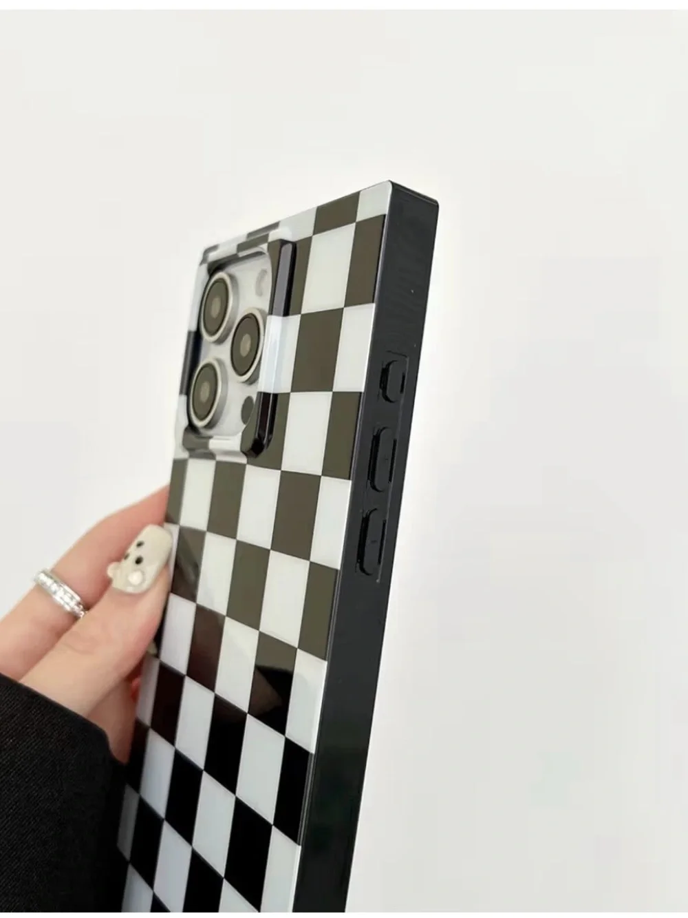 iPhone 13 Pro Max Checkerboard Slim Phone Case - Black & White